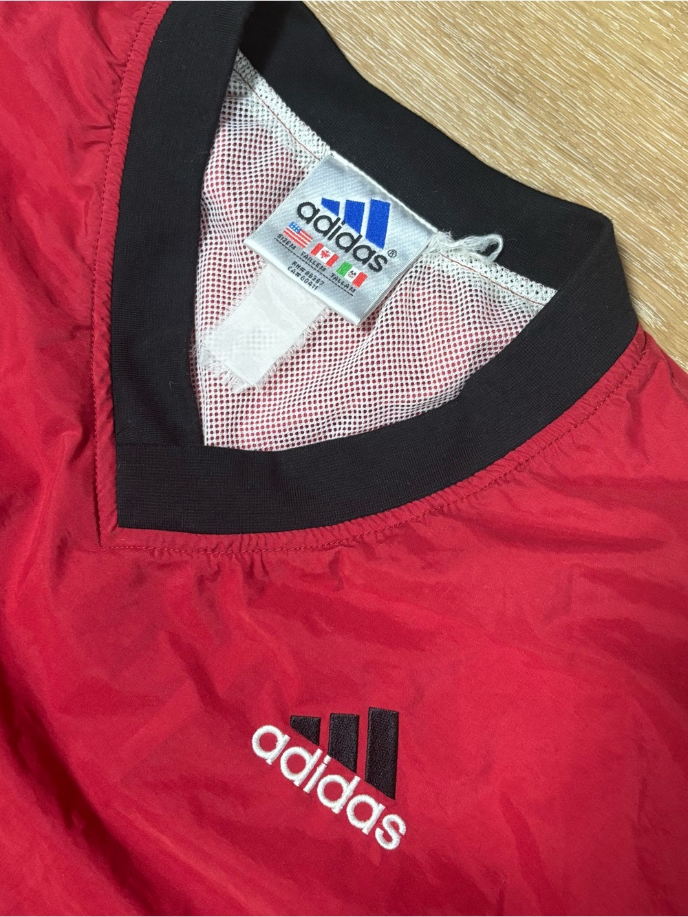 Vintage 90s Adidas Windbreaker Pullover Mens Medium Red Lined Pullover Rare